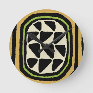 African Kuba Textile Design Runde Wanduhr