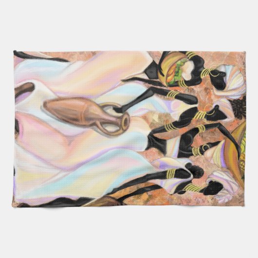 African Ladys Kitchen Towel - Art Style Malerei Geschirrtuch (Horizontal)
