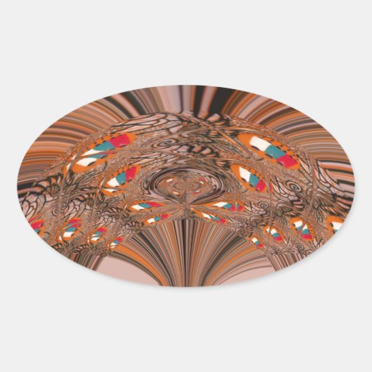 African Light Blond Kaleidoscope Art Print Design Ovaler Aufkleber (Vorderseite)