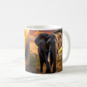 African Lion and Elephant Wildlife Mug Kaffeetasse (VorderseiteRechts)