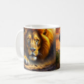 African Lion and Elephant Wildlife Mug Kaffeetasse (Vorderseite Links)