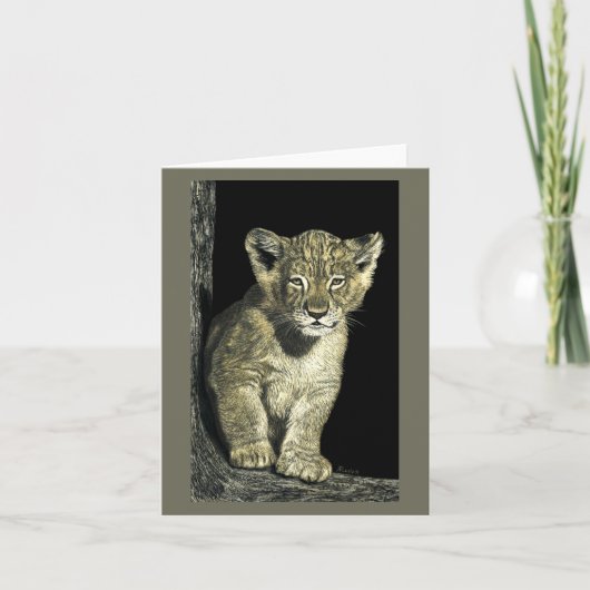 African Lion Cub Card - "Little King" Karte (Vorderseite)