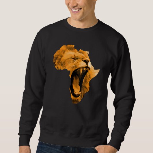 African Lion Roaring Safari Culture Africa Map Sweatshirt (Vorderseite)