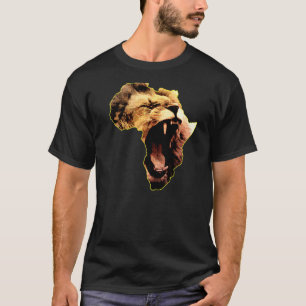 African Lion Roaring Safari Culture Afrika Karte T-Shirt