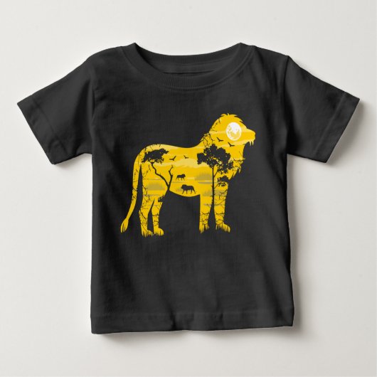 African Lion Savanah Full Moon Silhouette Baby T-shirt (Vorderseite)