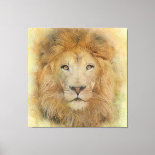  African Lion Wildlife Watercolor Portrait Leinwanddruck