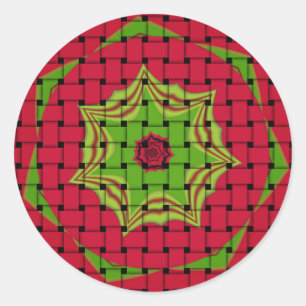 African Lovely Woven Red Design Runder Aufkleber