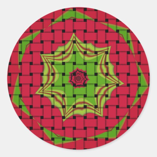 African Lovely Woven Red Design Runder Aufkleber (Vorderseite)