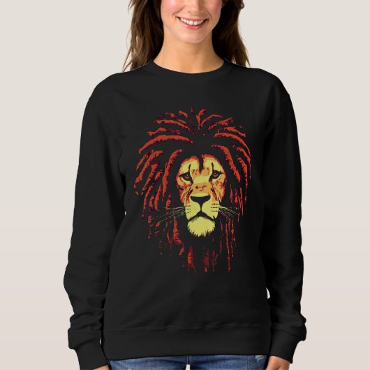 African Male Lion  Dreadlock Rasta Hair Safari Cul Sweatshirt (Vorderseite)