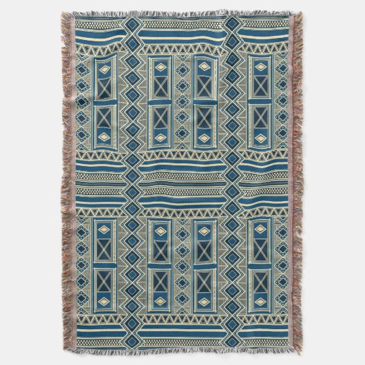 African Mali Pattern Throw Blanket IV Decke (Vorderseite Vertikal)