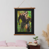 African Man Bathing Wandteppich Mit Holzrahmen (Schlafzimmer)