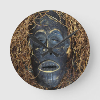 African mask runde wanduhr