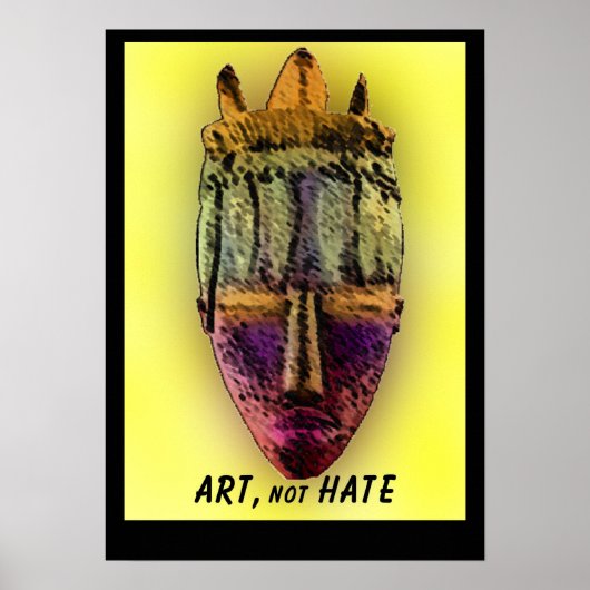 AFRICAN-MASK-yellow print Poster (Vorne)