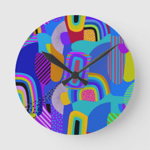 African Maximalist Landscape Map Runde Wanduhr
