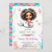 African Mermaid Birthday Invitation Einladung (Vorne/Hinten)