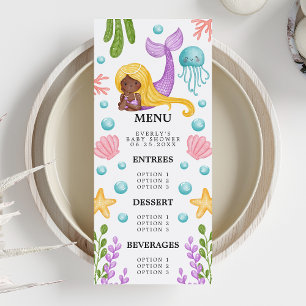 African Mermaid Ocean Baby Showmenu Menükarte