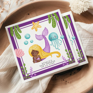 African Mermaid Ocean Baby Shows Napkins Serviette
