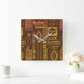 African Motif Quadratische Wanduhr (Zuhause)
