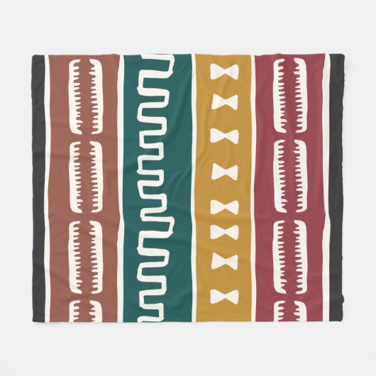 African Mudcloth Rastafarian Fleecedecke (Vorderseite (Horizontal))