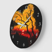 African Nightsky Sunset Große Wanduhr (Winkel)