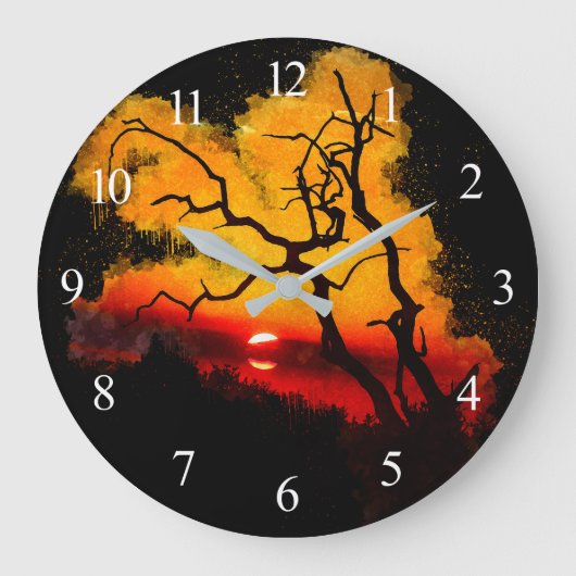 African Nightsky Sunset Große Wanduhr (Vorderseite)