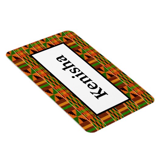 African Orange Classic Kente 4x6 Name Flexibel Magnet (Rechte Seite)