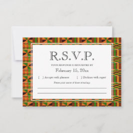 African Orange Classic Kente Cloth Mail RSVP Card Dankeskarte