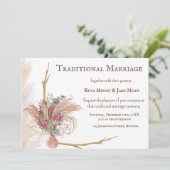 African Pampas Protea Akzent Traditionelle Hochzei Einladung (Stehend Vorderseite)