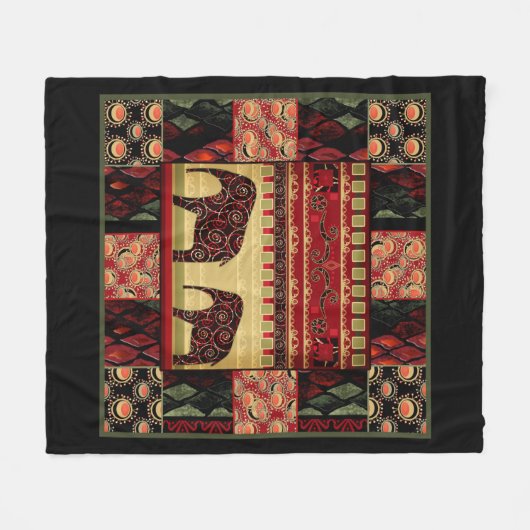 African Patchwork Fleecedecke (Vorderseite (Horizontal))