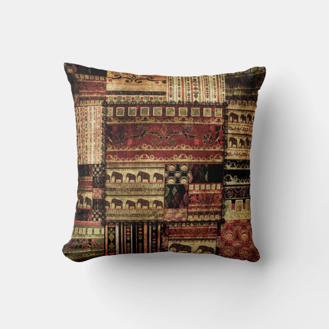 African Patchwork: Grunge Print Background Kissen (Vorderseite)