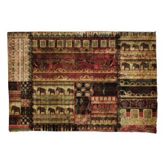 African Patchwork: Grunge Print Background Kissenbezug