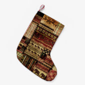 African Patchwork: Grunge Print Background Kleiner Weihnachtsstrumpf (Vorderansicht (hängend))