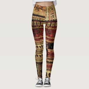 African Patchwork: Grunge Print Background Leggings