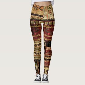 African Patchwork: Grunge Print Background Leggings