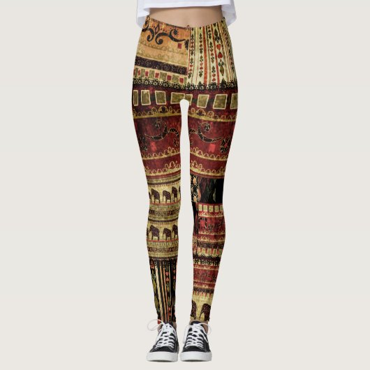 African Patchwork: Grunge Print Background Leggings (Vorderseite)