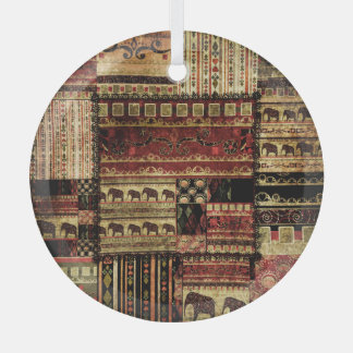 African Patchwork: Grunge Print Background Ornament Aus Glas
