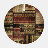 African Patchwork: Grunge Print Background Ornament Aus Glas (Rückseite)
