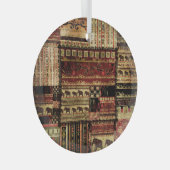 African Patchwork: Grunge Print Background Ornament Aus Glas (Vorderseite Rechts)