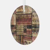 African Patchwork: Grunge Print Background Ornament Aus Glas (Vorderseite links)