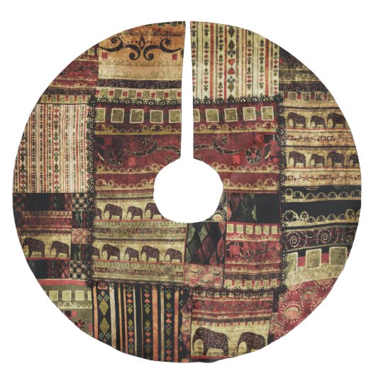 African Patchwork: Grunge Print Background Polyester Weihnachtsbaumdecke (Vorderseite)