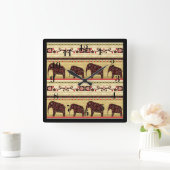 African Patchwork Quadratische Wanduhr (Zuhause)