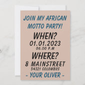 African Pattern Africa Motto Party Safari Save The Date (Rückseite)