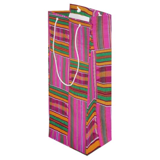African Pattern Wine Gift Bag Geschenktüte Für Weinflaschen (Rückseite Schrägansicht)