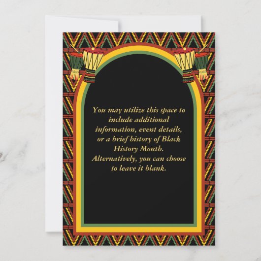 African Patterns Black History Month Celebration Einladung (Rückseite)