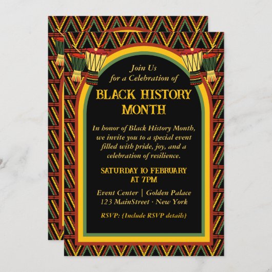 African Patterns Black History Month Celebration Einladung (Vorne/Hinten)