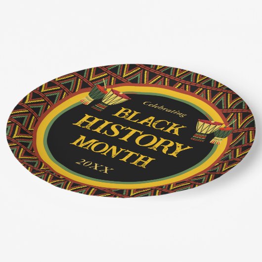 African Patterns Black History Month Celebration Pappteller (Schrägansicht)