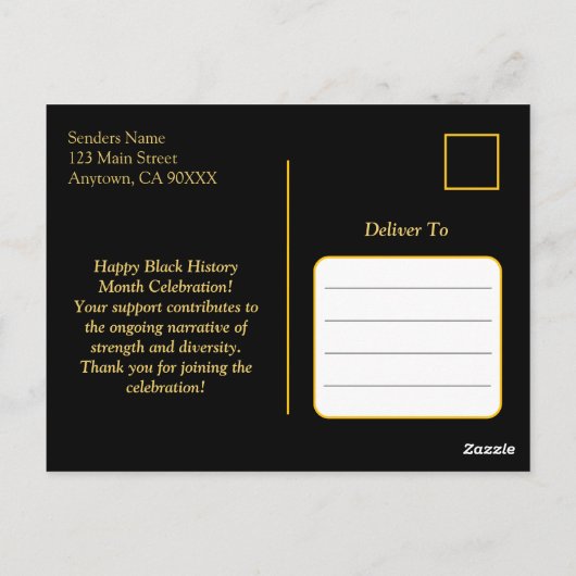 African Patterns Black History Month Celebration Postkarte (Rückseite)