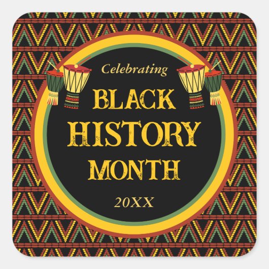 African Patterns Black History Month Celebration Quadratischer Aufkleber (Vorderseite)