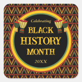 African Patterns Black History Month Celebration Quadratischer Aufkleber