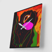 African Phoenix Rising Quadratische Wanduhr (Winkel)